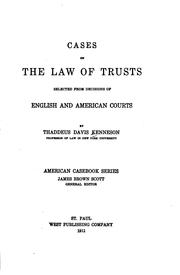 Cover of: Cases on the law of trusts | Thaddeus Davis Kenneson