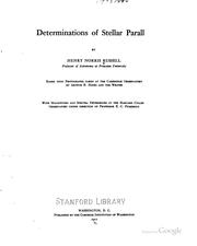 Cover of: Determination of stellar parallax by Henry Norris Russell