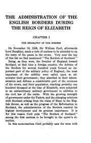 Cover of The administration of the English borders during the reign of Elizabeth