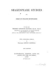 Cover of: Shakespeare studies and essay on English dictionaries