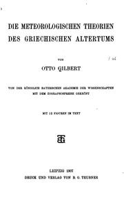 Cover of: Die meteorologischen Theorien des griechischen Altertums