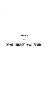 Cover of: Cours de droit international public