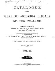 Catalogue of the General Assembly Library of New Zealand by New Zealand. Parliamentary Library.