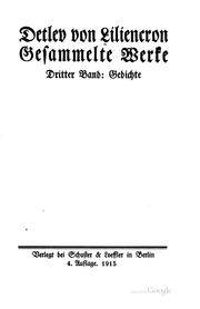 Cover of: Gesammelte Werke. by Detlev von Liliencron