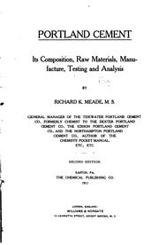 Cover of: Portland cement: its composition, raw materials, manufacture, testing and analysis