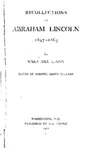 Cover of: Recollections of Abraham Lincoln, 1847-1865.