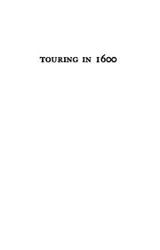 Cover of: Touring in 1600: a study in the development of travel as a means of education