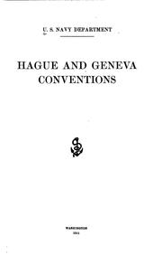 Hague and Geneva conventions by United States. Navy Dept.