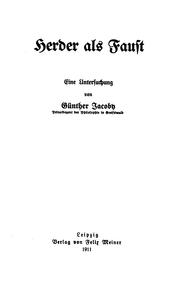 Cover of: Herder als Faust: eine Untersuchung