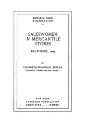 Cover of: Saleswomen in mercantile stores, Baltimore, 1909