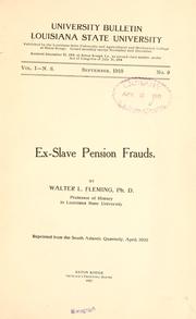 Cover of: Ex-slave pension frauds. by Walter Lynwood Fleming