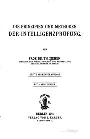 Cover of: Die Prinzipien und Methoden der Intelligenzprüfung