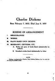 Cover of: Charles Dickens, 1812-1870: a list of books and of references to periodicals in the Brooklyn public library.