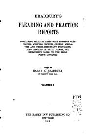 Cover of: Bradbury's pleading and practice reports by Harry B. Bradbury