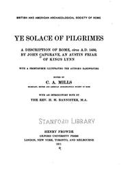 Cover of: Ye solace of pilgrimes: a description of Rome, circa A. D. 1450