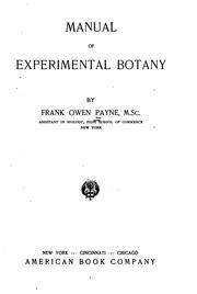 Cover of: Manual of experimental botany