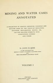 Cover of: Mining and water cases annotated by Kerr, James M.