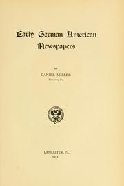 Cover of: Early German American newspapers
