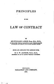 Principles of the law of contract by Anson, William Reynell Sir