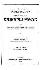 Cover of: Vorlesungen zur einführung in die experimentelle pädagogik und ihre psychologischen grundlagen