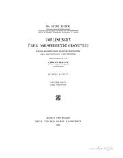 Cover of: Vorlesungen über darstellende geometrie unter besonderer berücksichtigung der bedürfnisse der technik