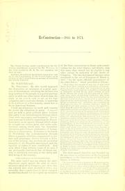 Cover of: Re-construction, 1865 to 1871: speech of Hon. Willard Warner, of Alabama, delivered in the senate of the United States, March 3, 1871.