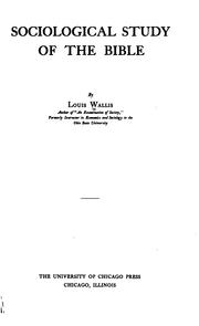 Cover of: Sociological study of the Bible by Louis Wallis