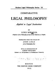 Cover of: Comparative legal philosophy applied to legal institutions.