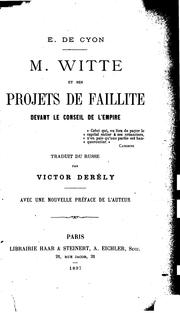 Cover of: M. Witte et ses projects de faillite: devant le Conseil de l'empire ...