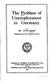 Cover of: The problem of unemployment in Germany