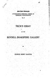 Cover of: Tieck's essay on the Boydell Shakspere gallery