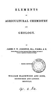 Cover of: Elements of agricultural chemistry and geology.
