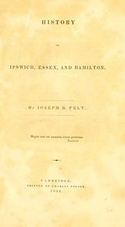 Cover of: History of Ipswich, Essex, and Hamilton.