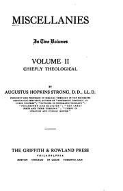 Cover of: Miscellanies by Augustus Hopkins Strong