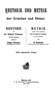 Cover of: Rhetorik und Metrik der Griechen und Römer. by Richard Emil Volkmann