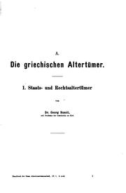 Cover of: Die griechischen Staats- und rechtsaltertümer.