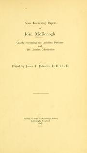 Cover of: Some interesting papers of John McDonogh by McDonogh, John