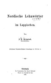 Cover of: Nordische lehnwörter im lappischen.