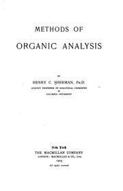 Cover of: Methods of organic analysis