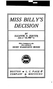 Cover of: Miss Billy's decision by Eleanor Hodgman Porter