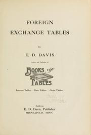 Cover of: Foreign exchange tables by Edward Douglas Davis