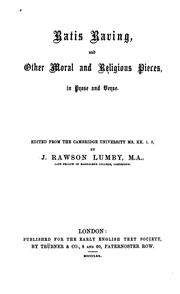 Cover of: Ratis raving: and other moral and religious pieces, in prose and verse.
