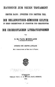 Cover of: Die hellenistisch-römische Kultur in ihren Beziehungen zu Judentum und Christentum. by Paul Wendland