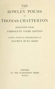 Cover of: The Rowley poems by Thomas Chatterton