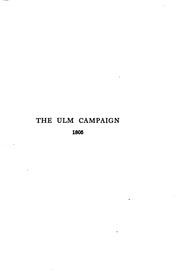 Cover of: The Ulm campaign, 1805 by F. N. Maude