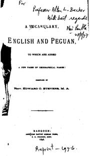 A vocabulary, English and Peguan by Edward Oliver Stevens