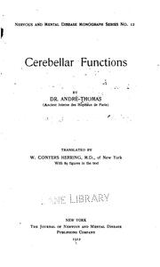 Cover of: Cerebellar functions