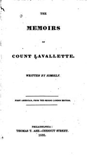 Cover of: The memoirs of Count Lavallette.