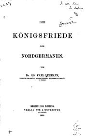 Cover of: Der Königsfriede der Nordgermann.