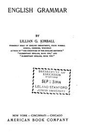 Cover of: English grammar by Lillian Gertrude Kimball
